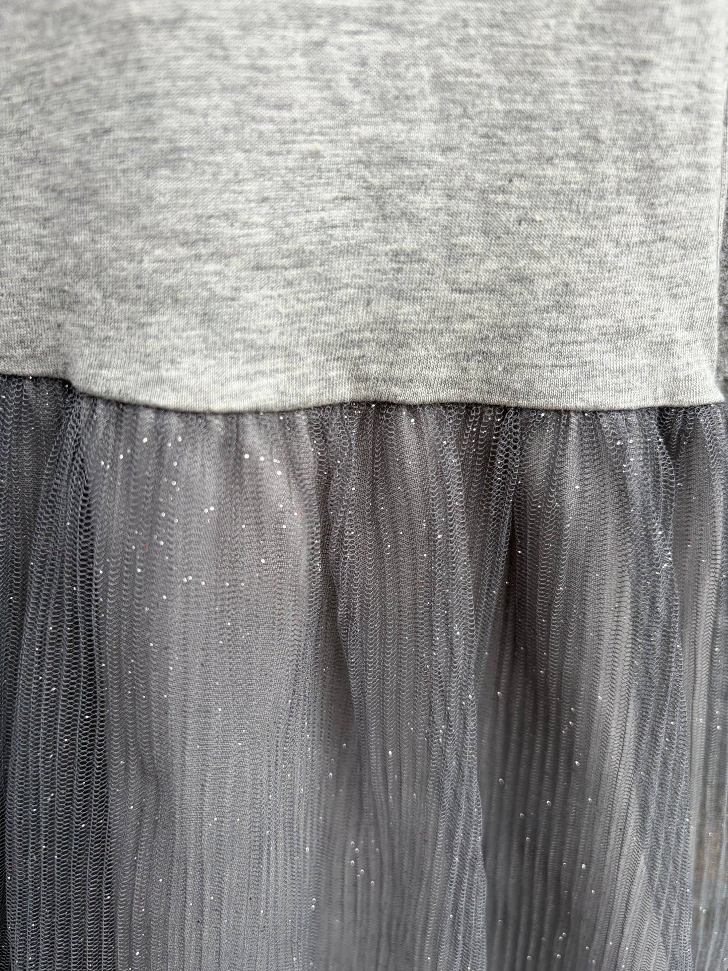 Grey tank dress with a glittery tulle skirt overlay 12-13y (152-158cm)
