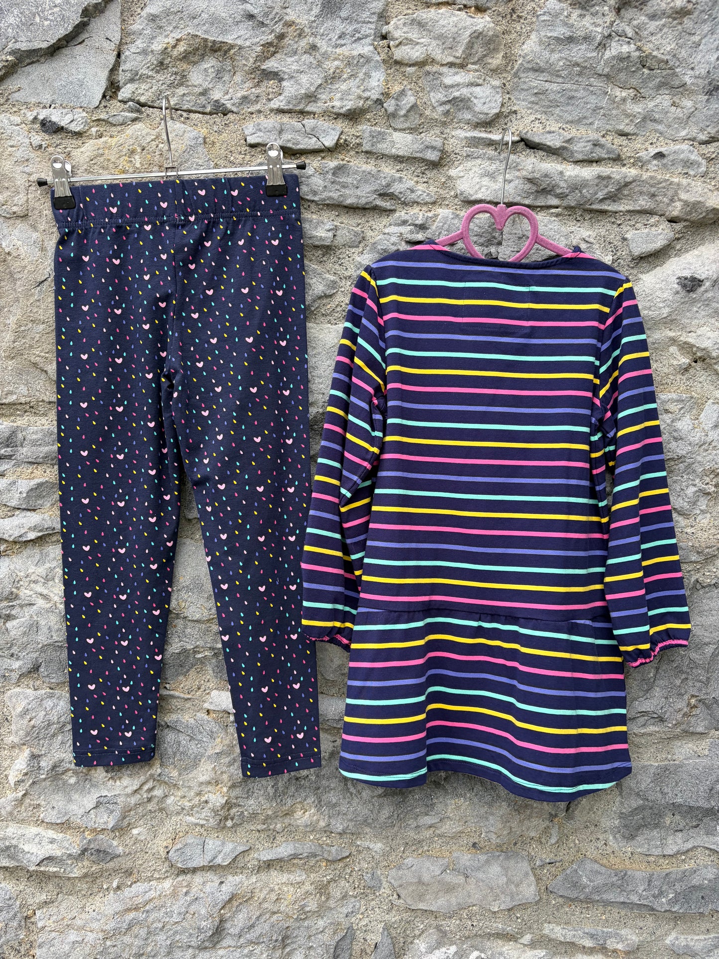 Hearts&stripes navy tunic&leggings 7-8y (122-128cm)