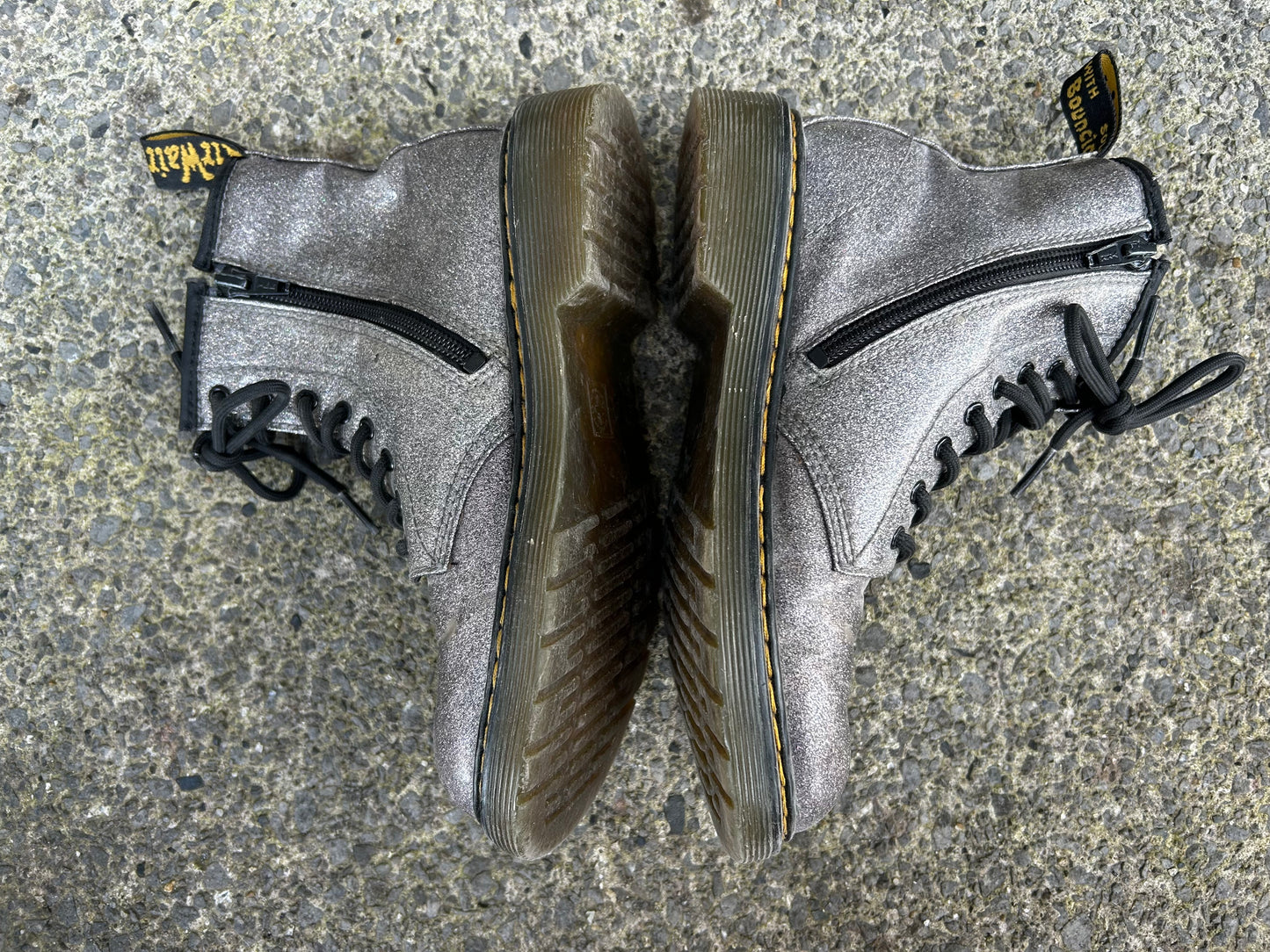 Silver glitter patent boots  uk 2.5 (eu 35)