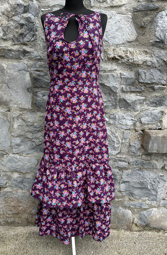 80s purple floral dress uk 6-8