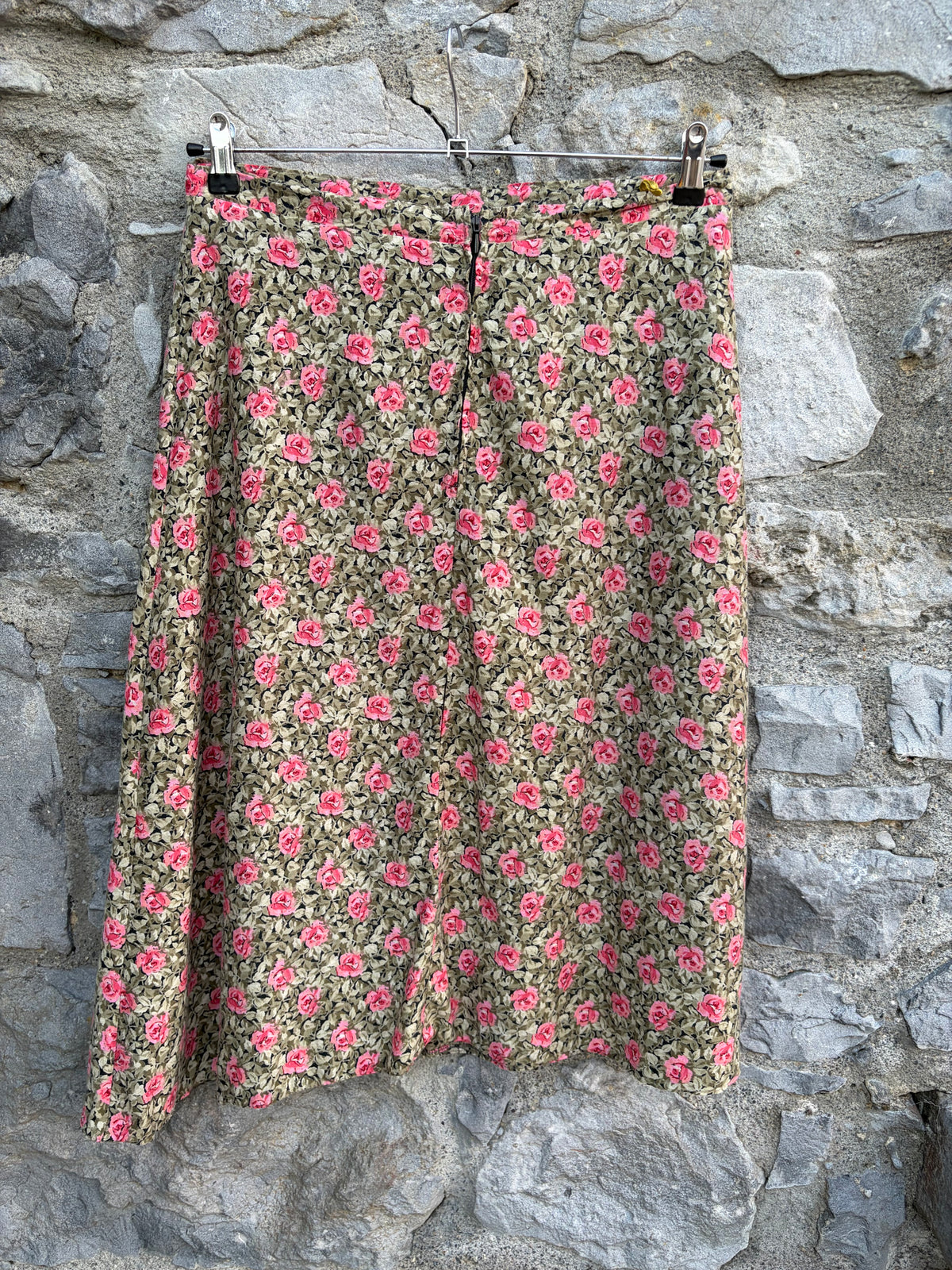 90s roses green skirt uk 10-12