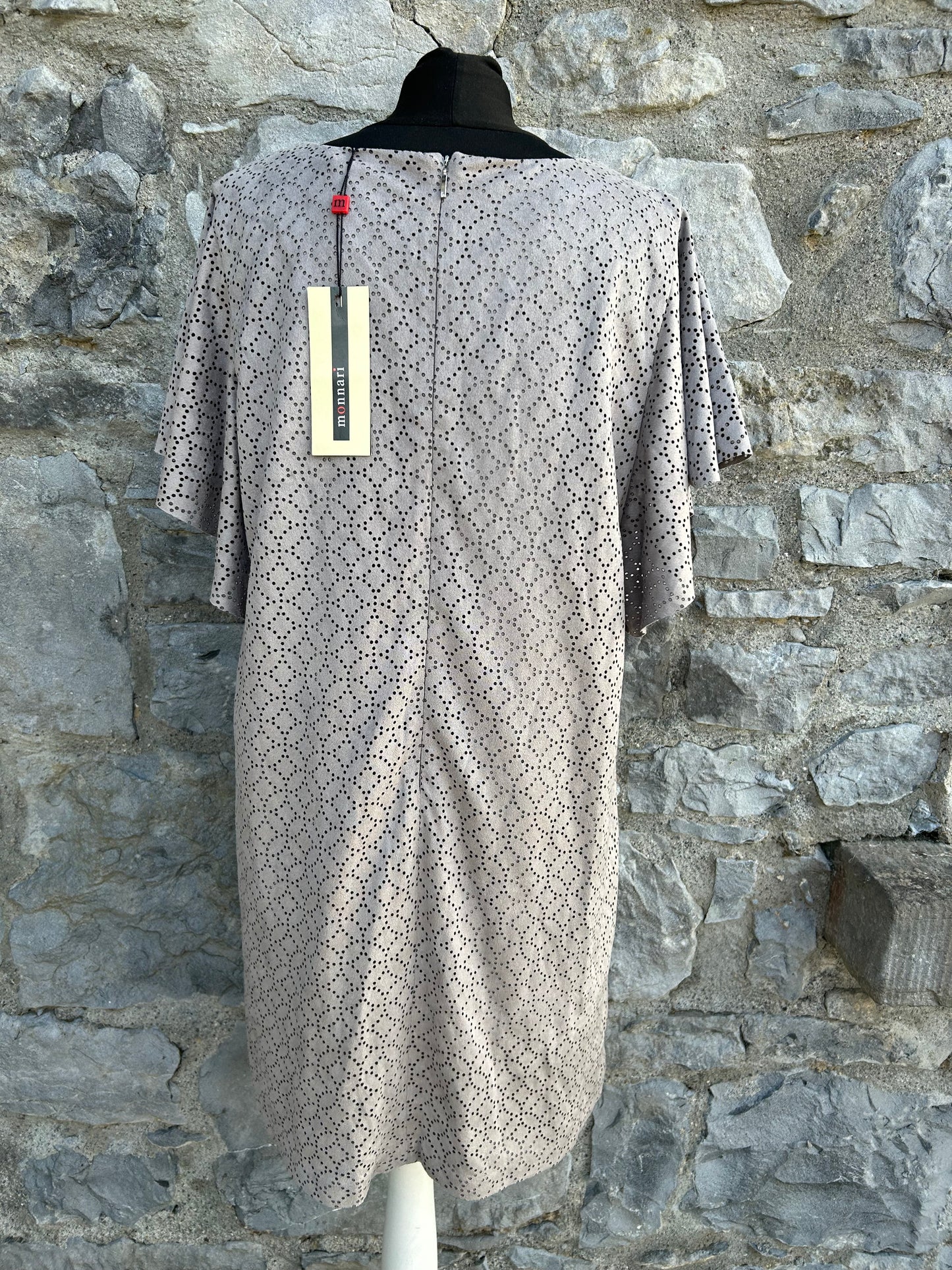 Grey geometric pointelle dress uk 14