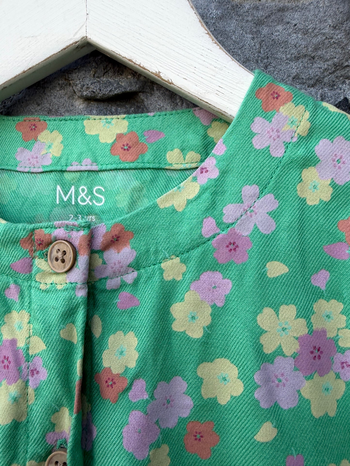 Green floral dress  2-3y (92-98cm)