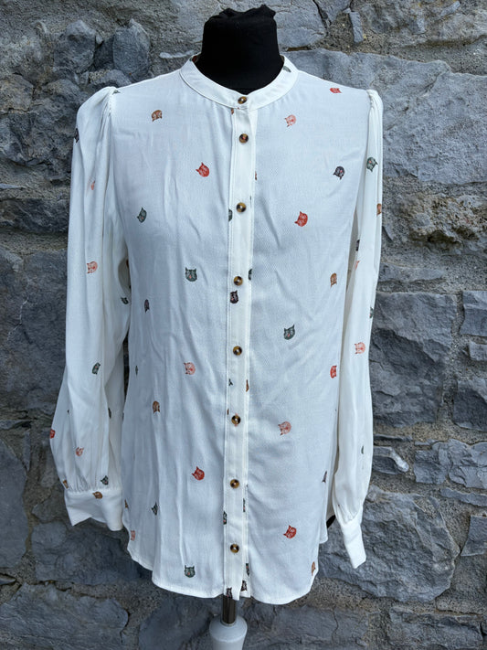 Cat heads white shirt uk 8-10