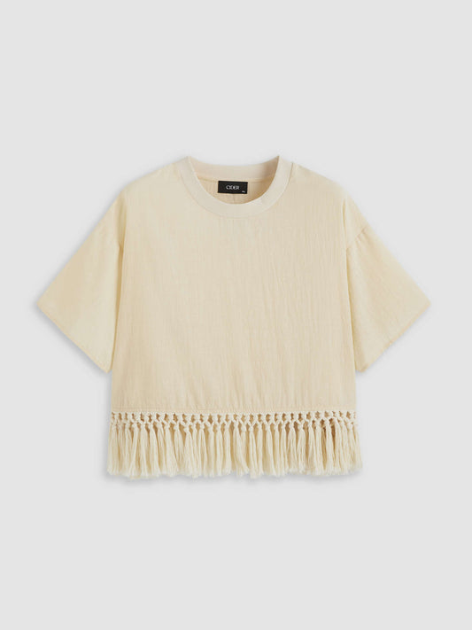 Solid round neckline tassel top uk 16-22
