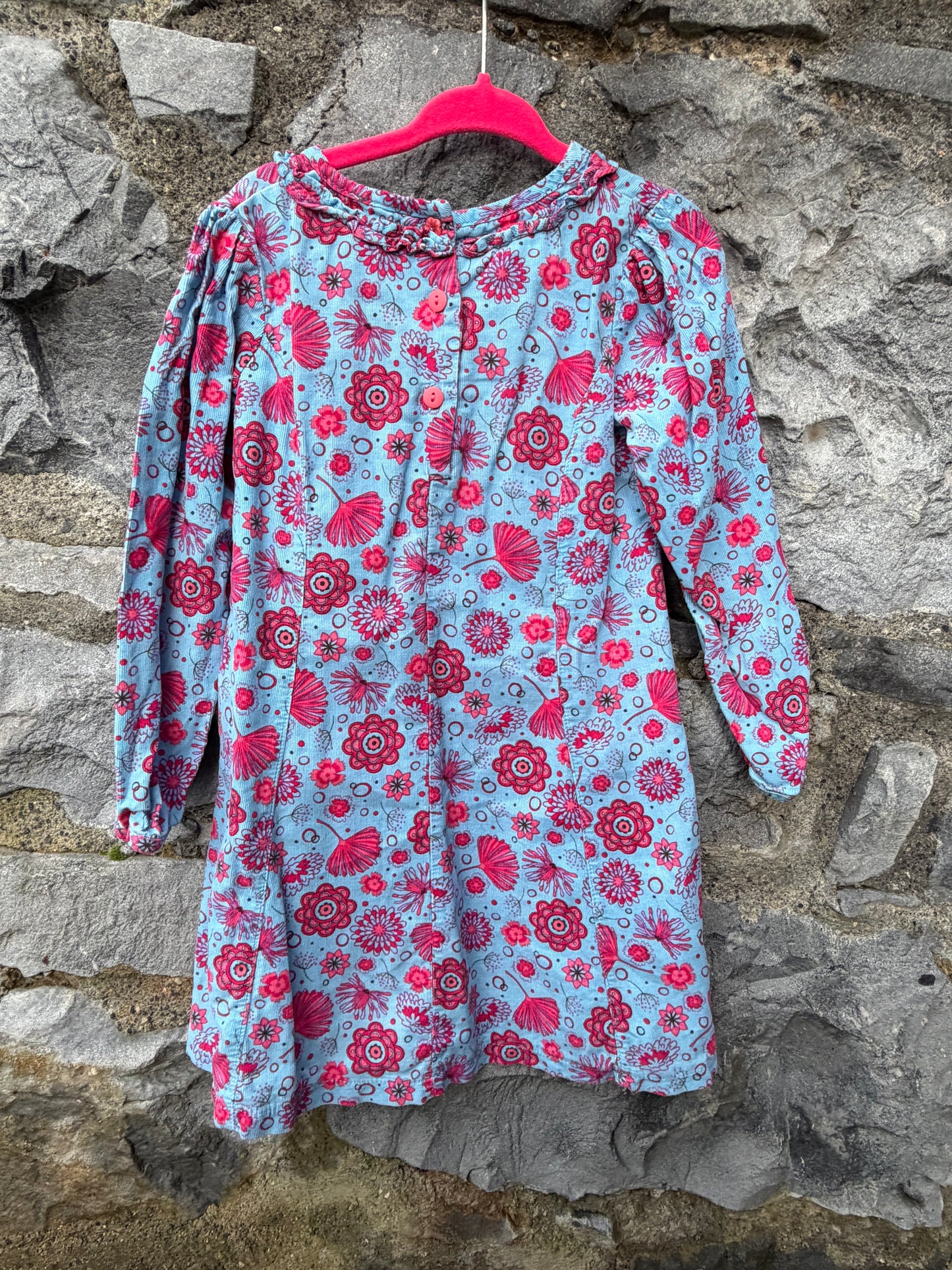 Floral cord blue dress 4-5y (104-110cm)