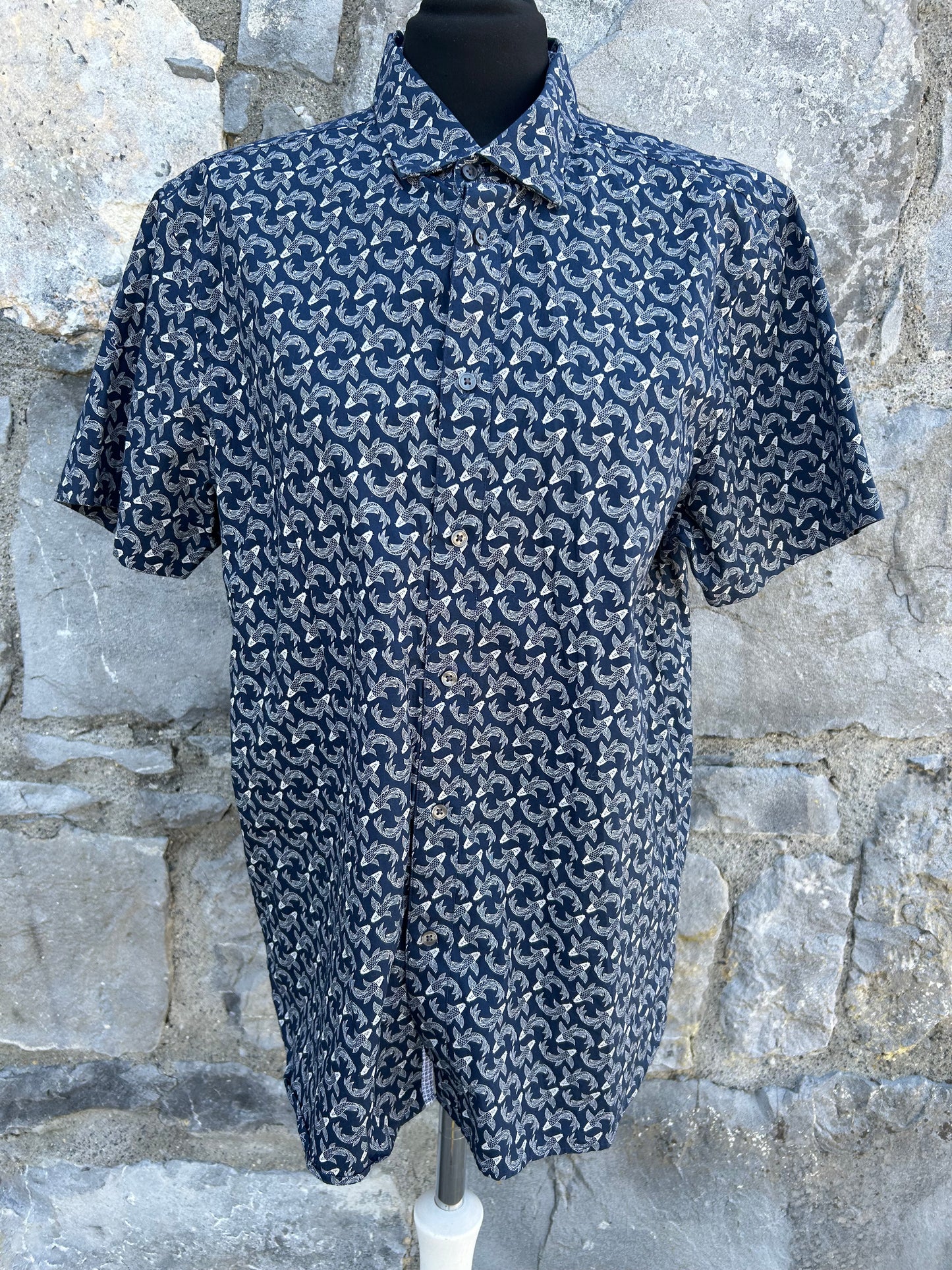 Koi Fish navy shirt Small