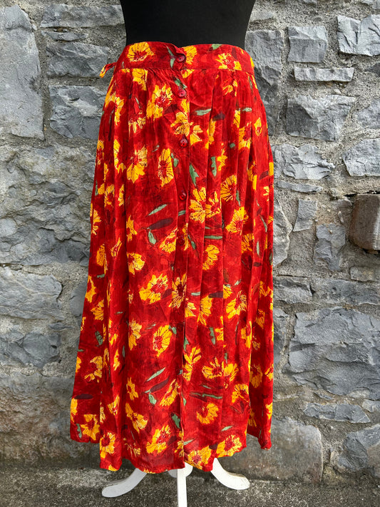 90s flowers red skirt uk 10