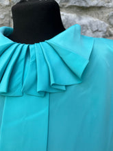 Load image into Gallery viewer, 80s blue shirt with ruffled collar uk 14-16
