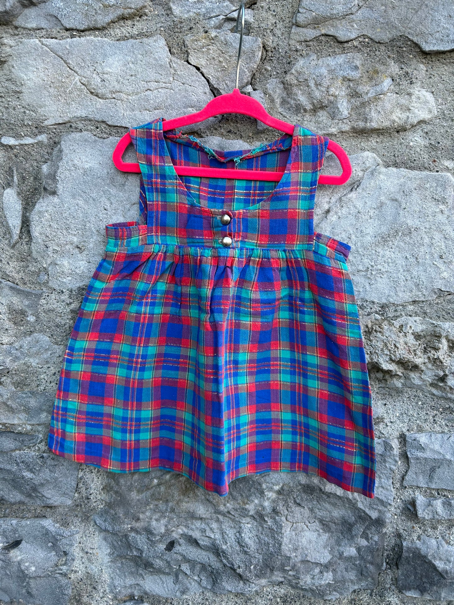 80s Red&blue check pinafore  12-18m (80-86cm)