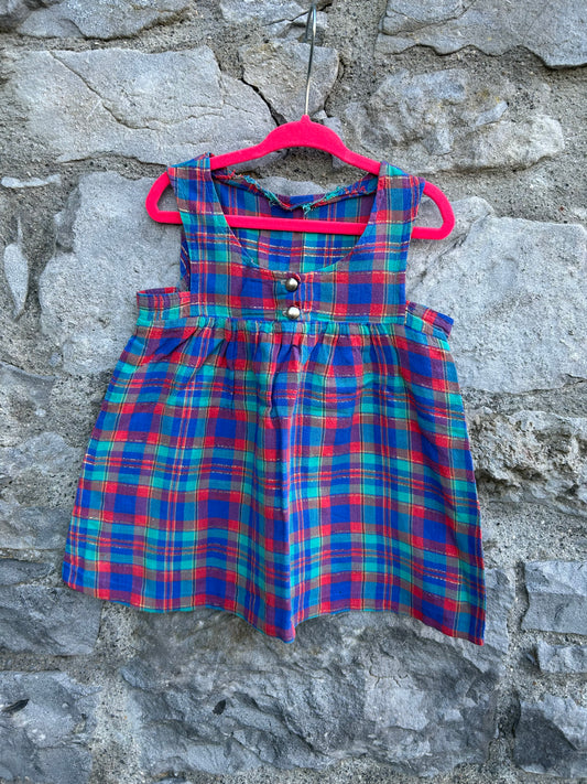 80s Red&blue check pinafore  12-18m (80-86cm)
