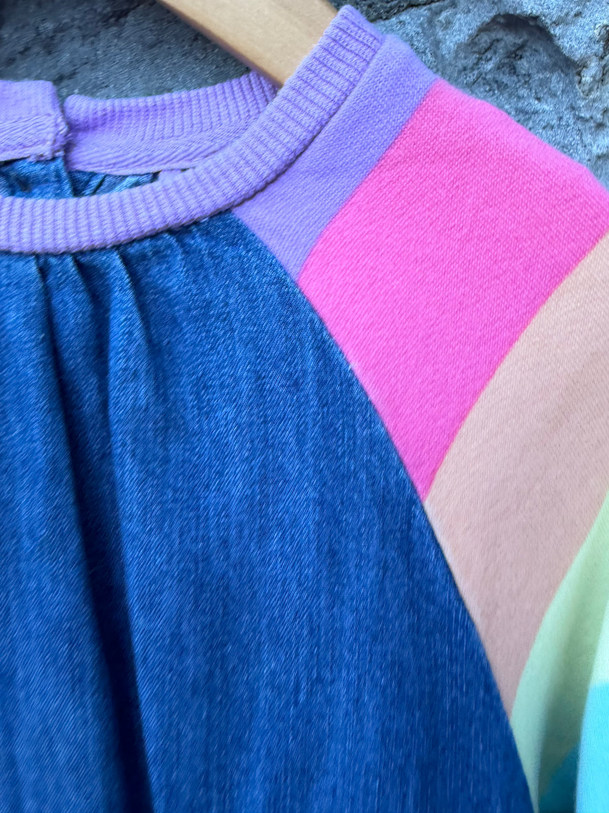 Rainbow sleeves Denim dress  5y (110cm)