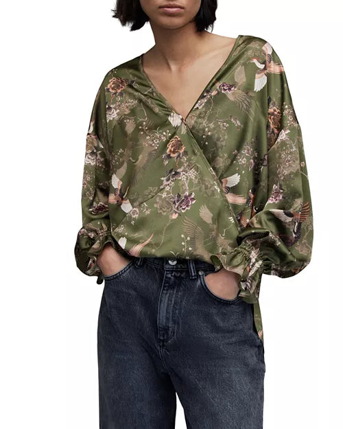 Penny Peggy Printed Satin Top uk 16