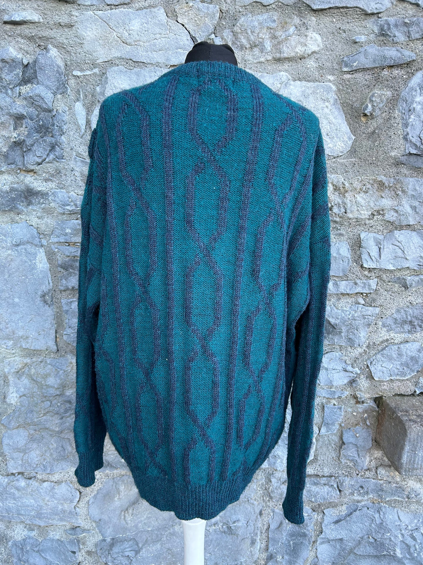 80s petrol geometric jumper Large