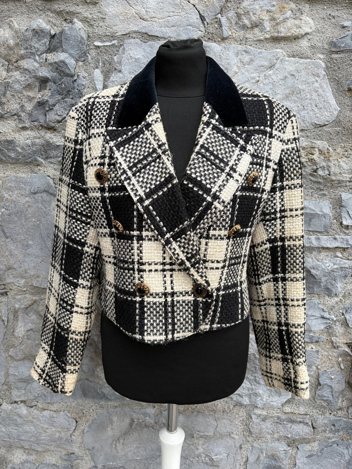 90s Black&white check jacket uk 12