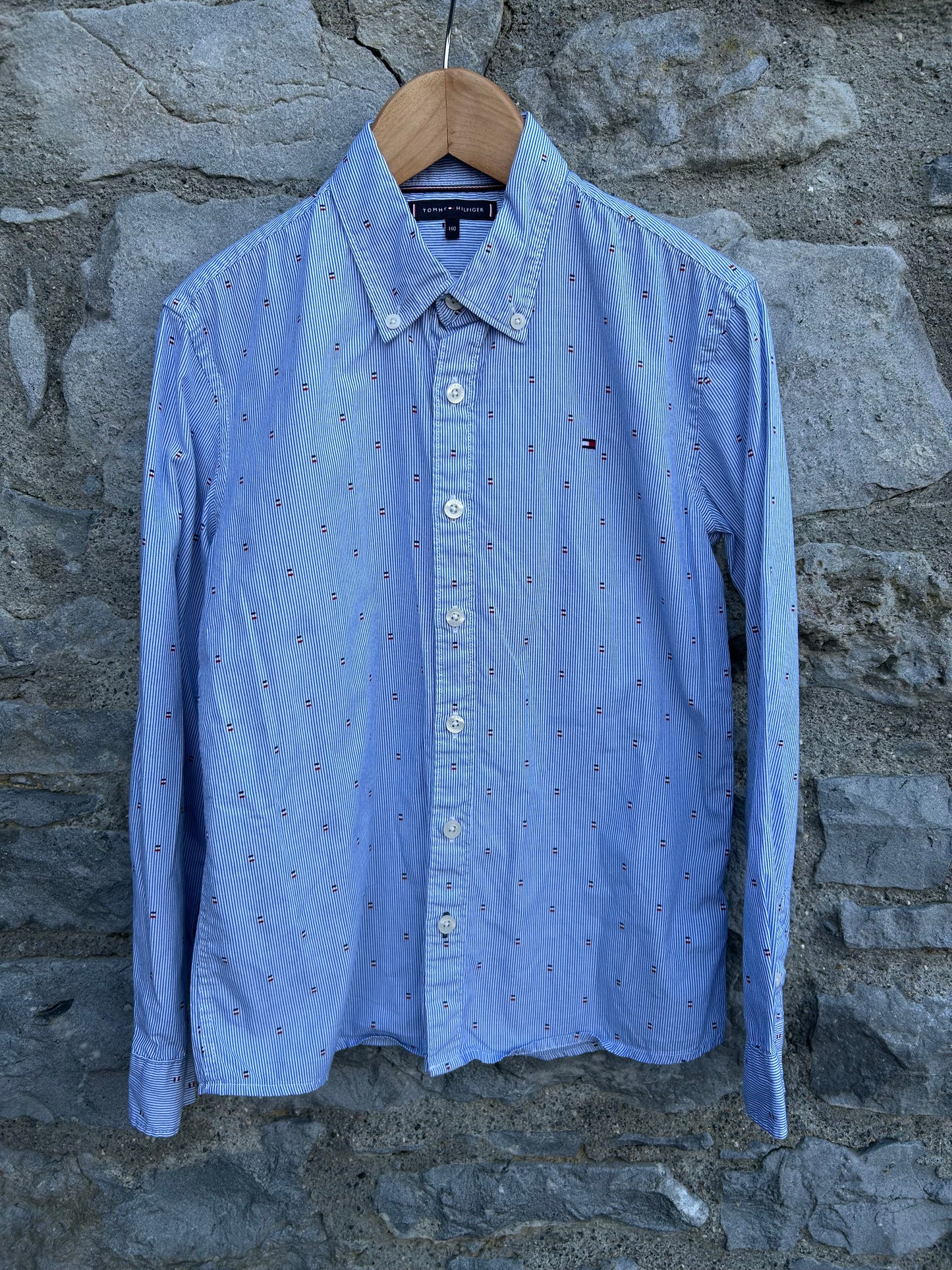 TH blue stripy shirt  9-10y (134-140cm)