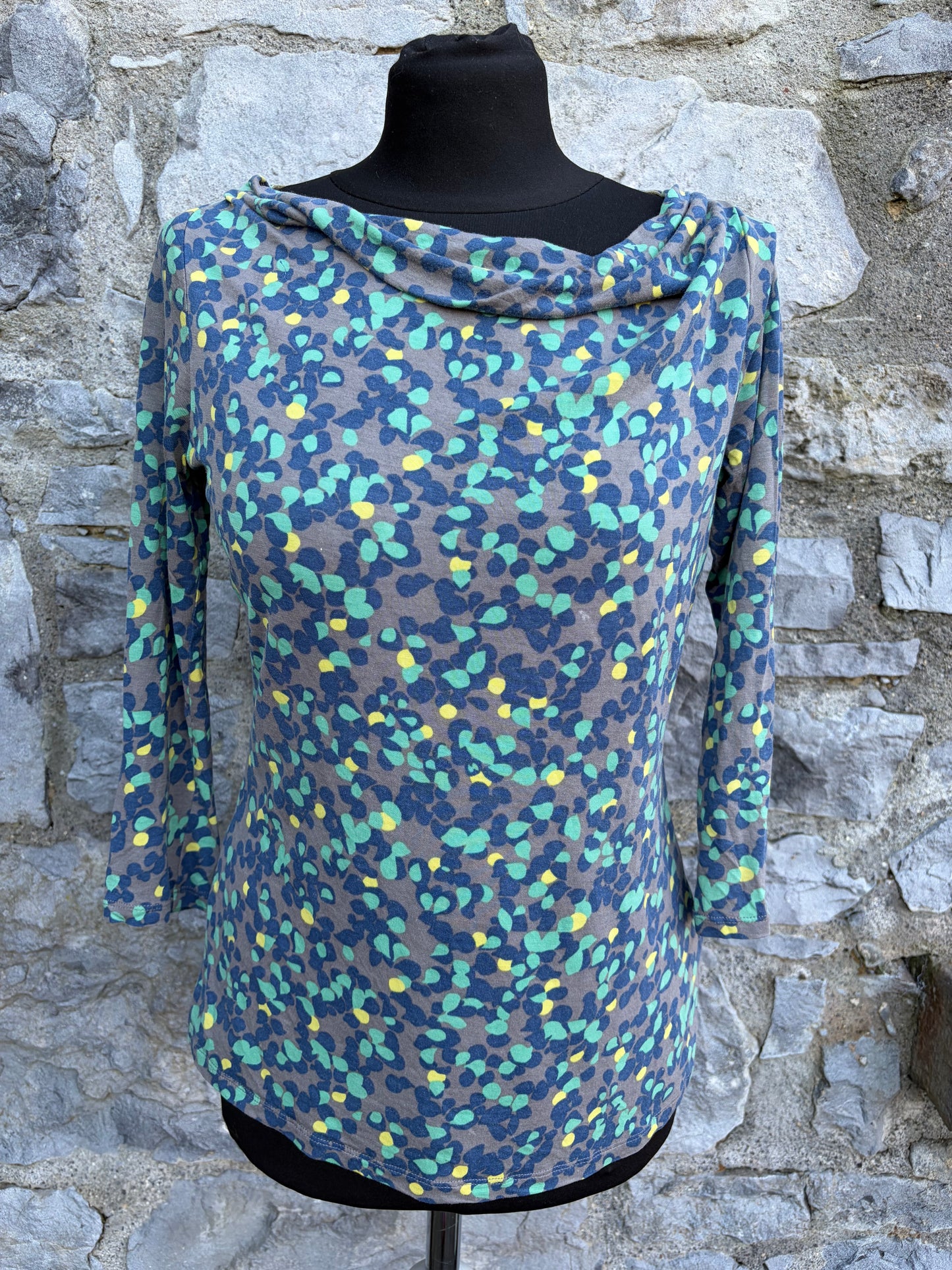 Grey&multi-colour cowl neck top uk 8