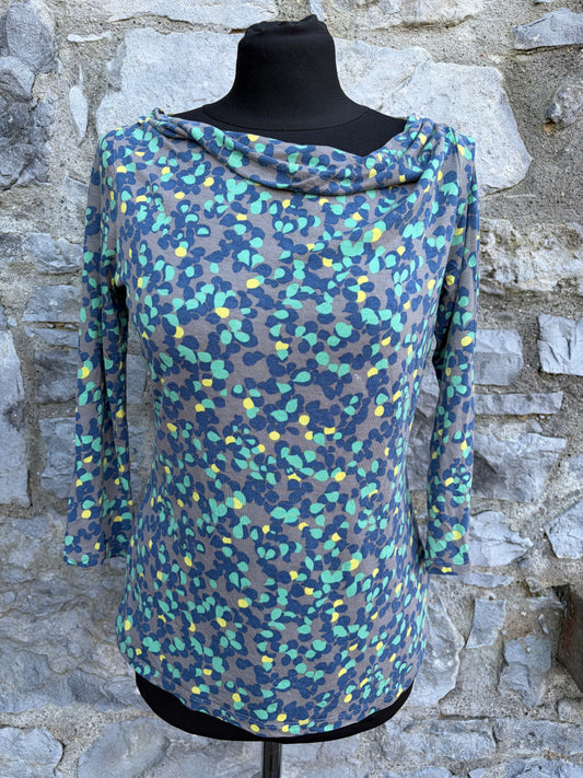 Grey&multi-colour cowl neck top uk 8
