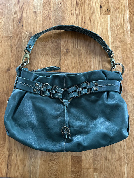 Green leather handbag