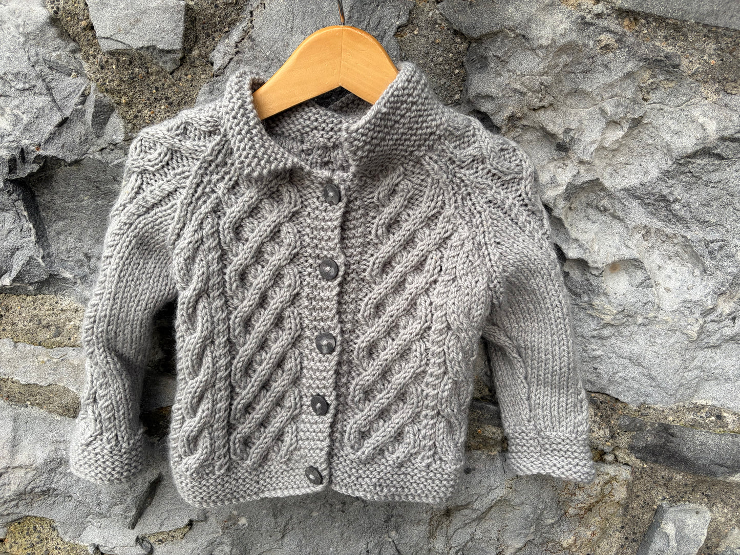 Aran style grey cardigan  6-9m (68-74cm)