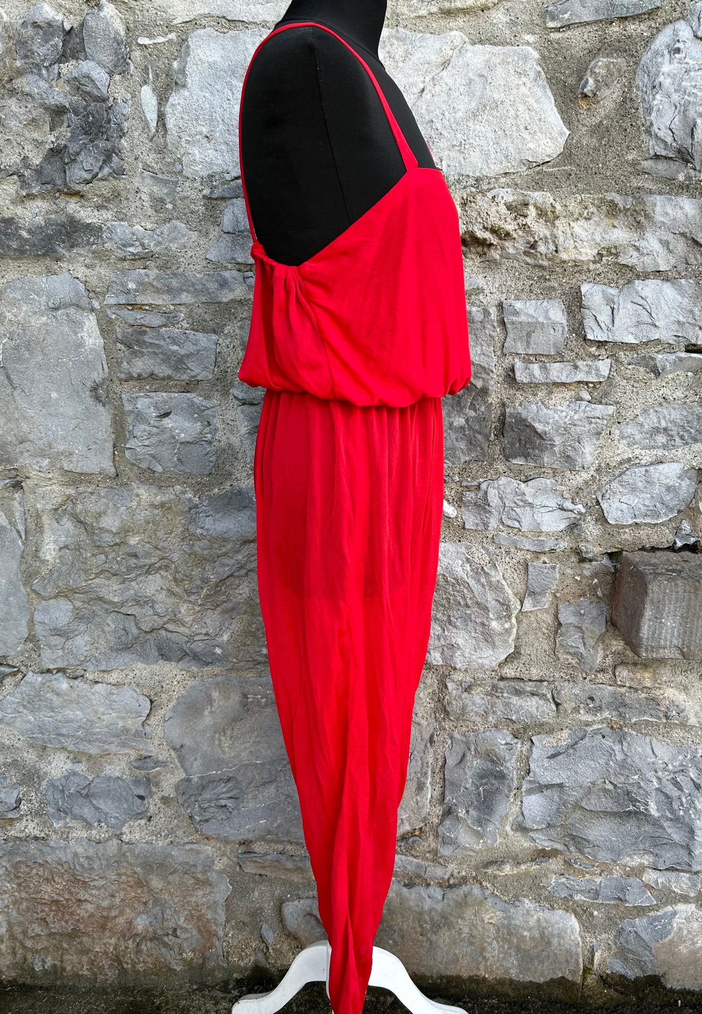 80s red sheer jumpsuit uk 12