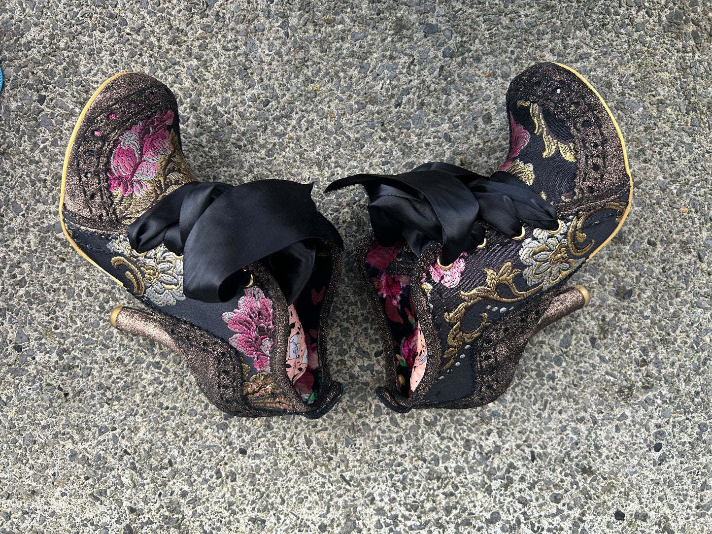 Black floral heels   uk 6 (eu 39)