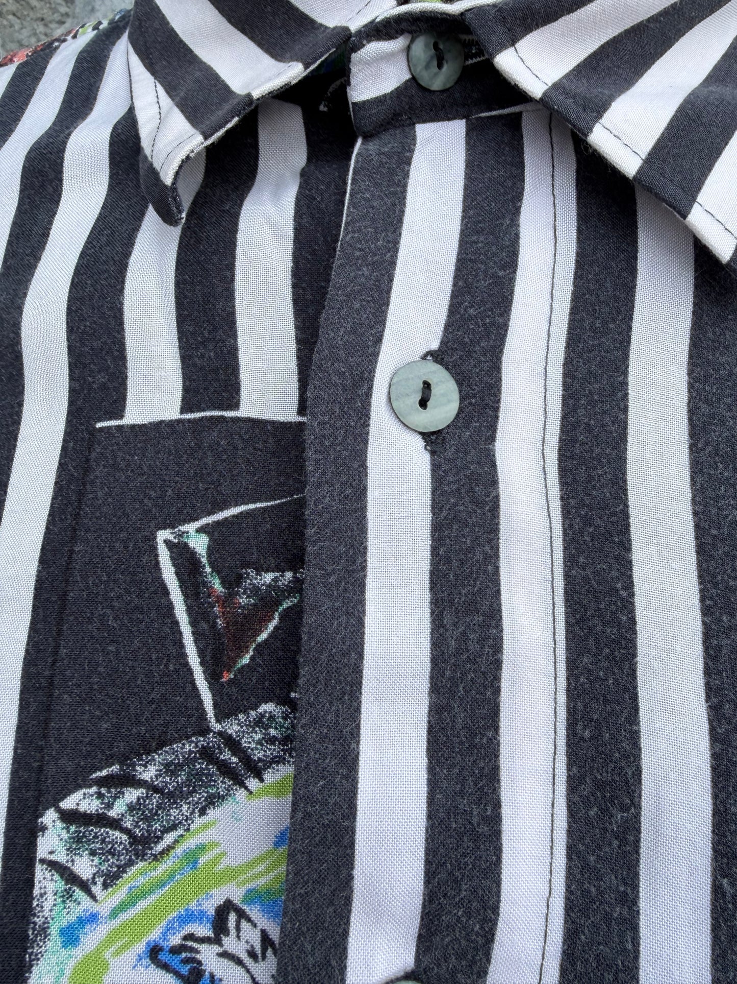 80s patchwork stripy shirt Large