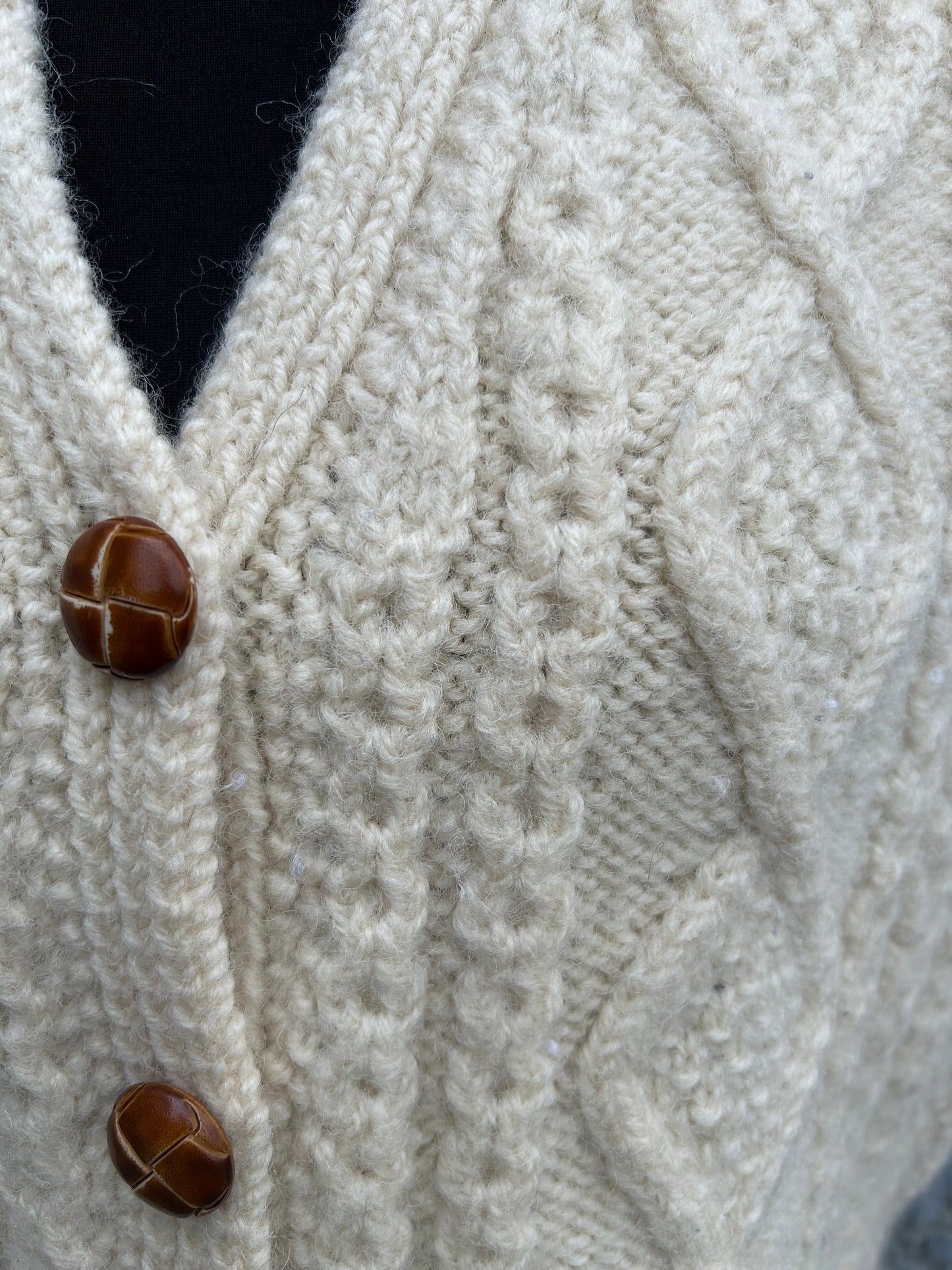 90s cream Aran style gilet uk 12