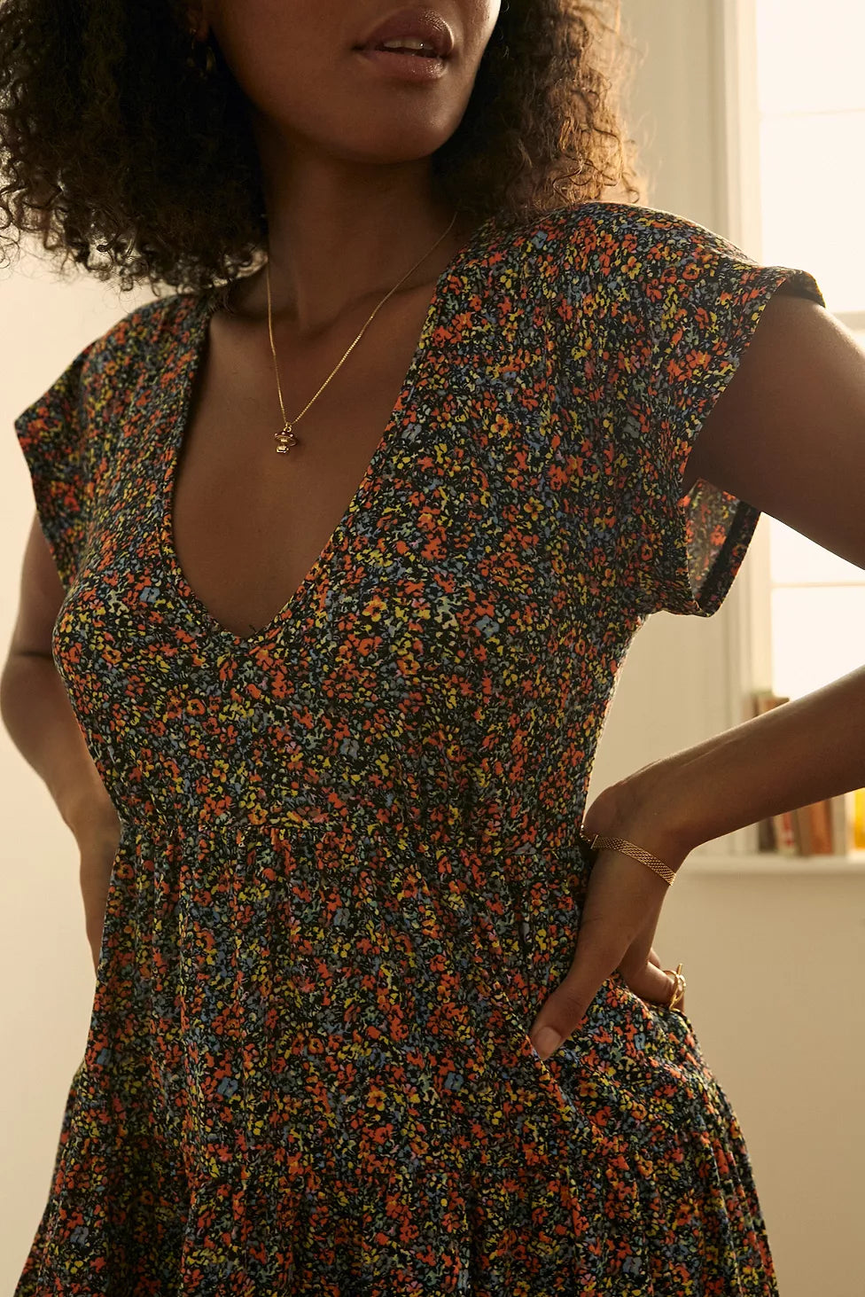 Black Julia Floral Short Sleeve Mini Dress uk 8-10