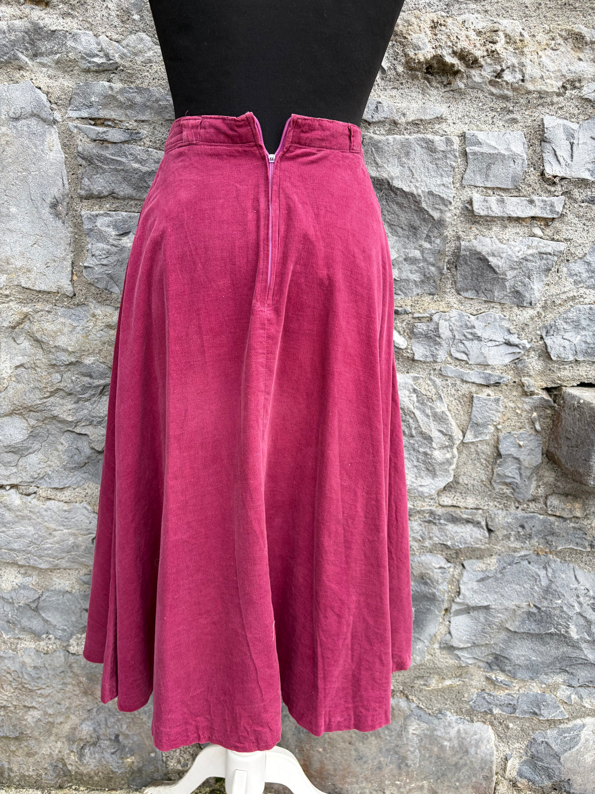 80s burgundy cord skirt uk 6