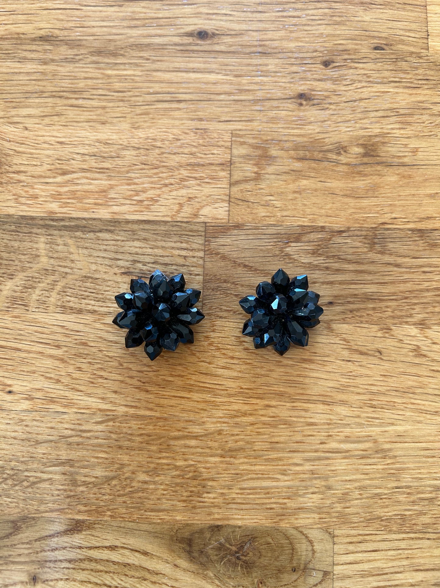 Black flower earrings