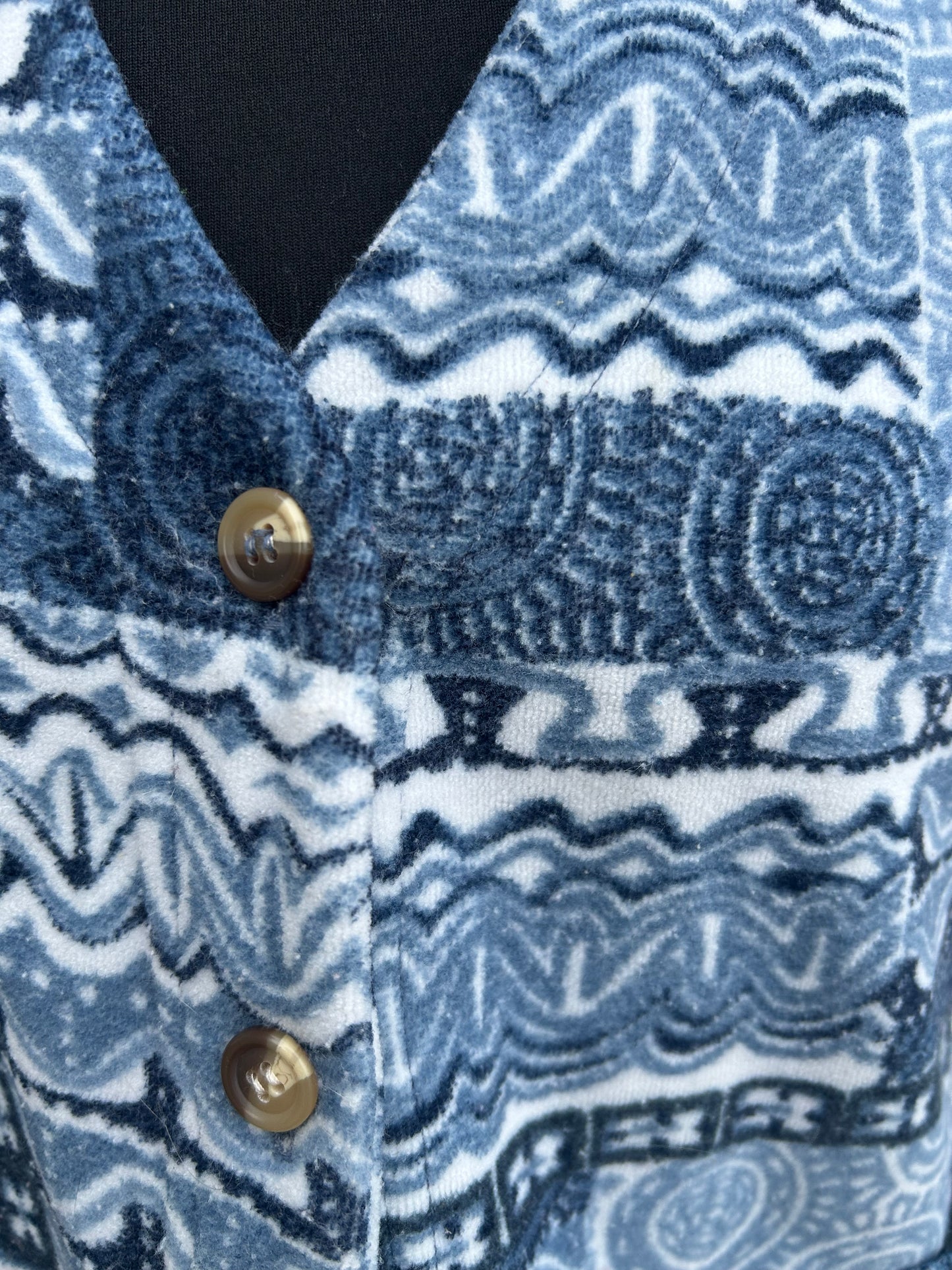 90s blue patchwork fleece waistcoat Small