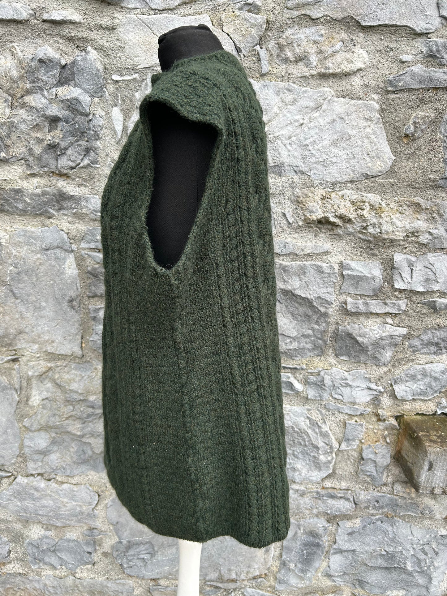 Dark green Aran style gilet uk 14-16