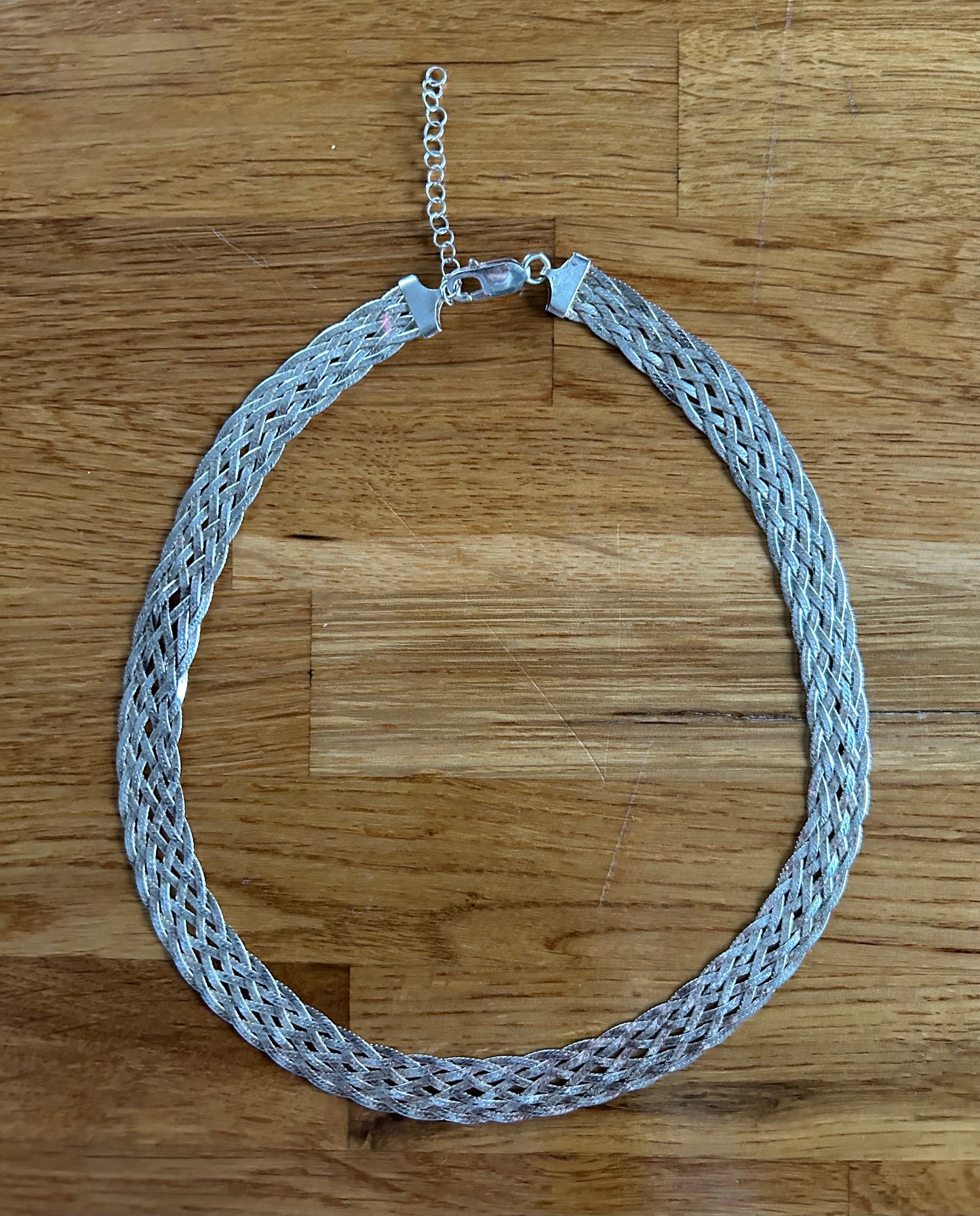 Braided silver necklace