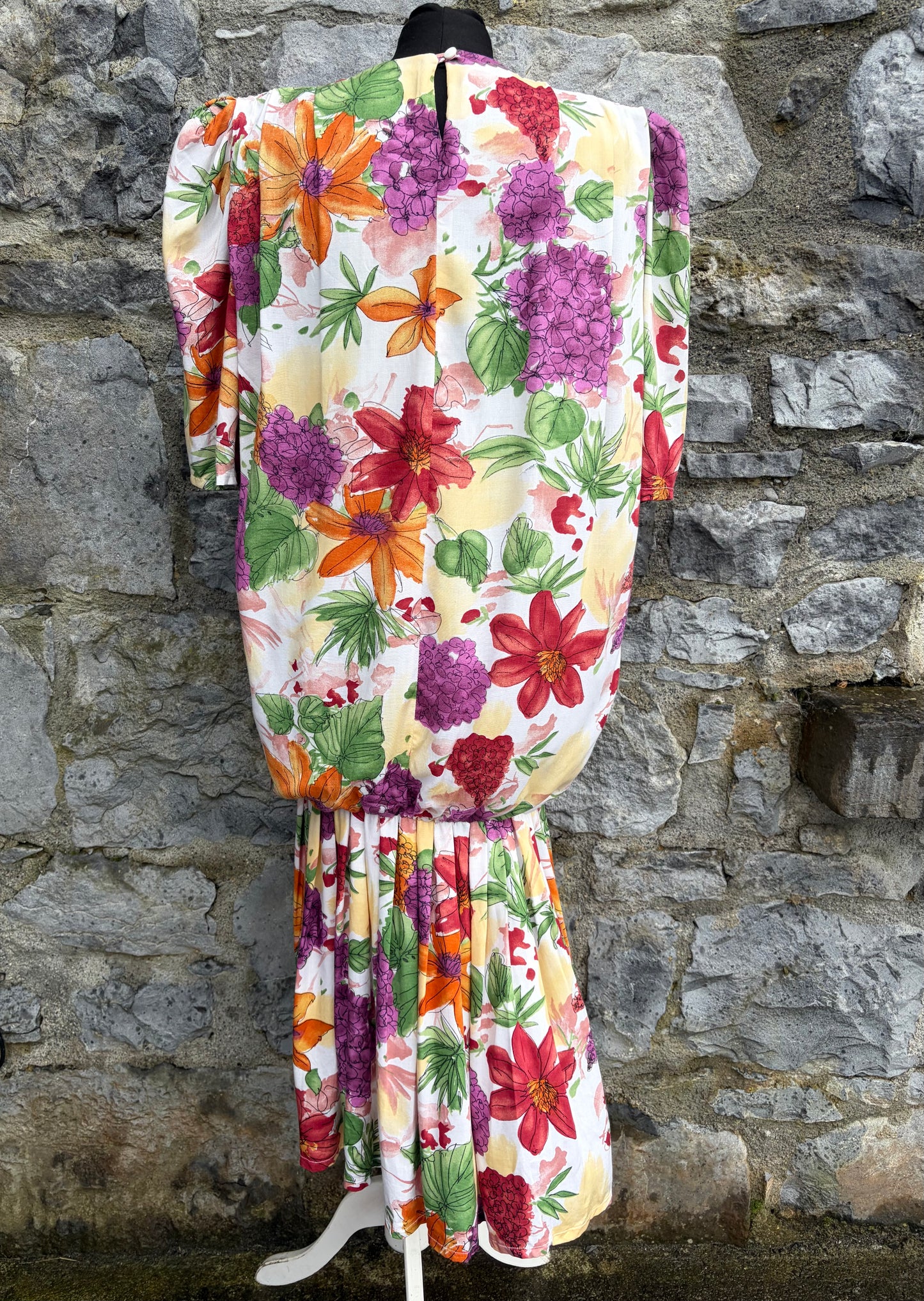 80s flowers low waist dress uk 8