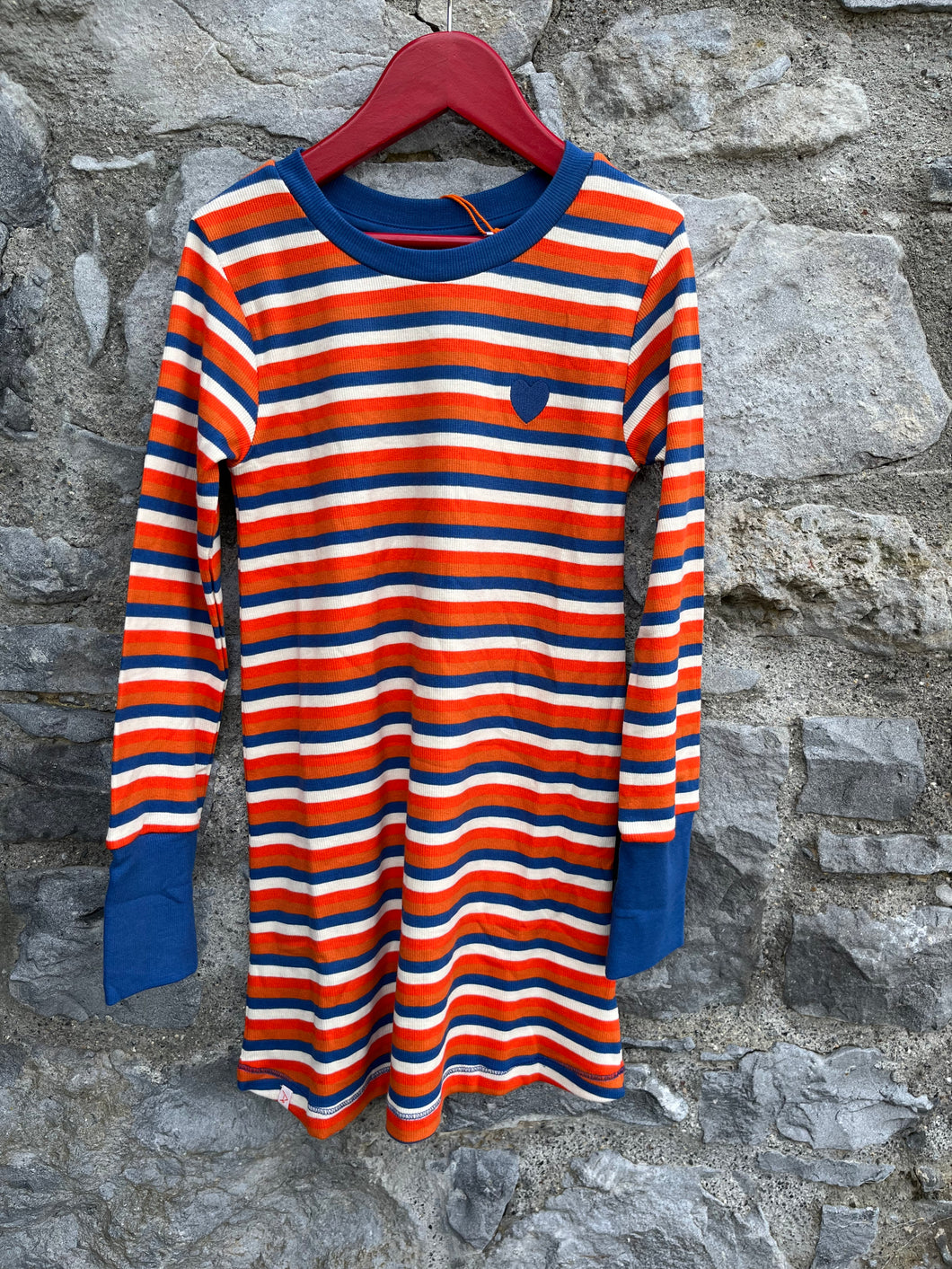 True blue stripy school dress  6y (116cm)