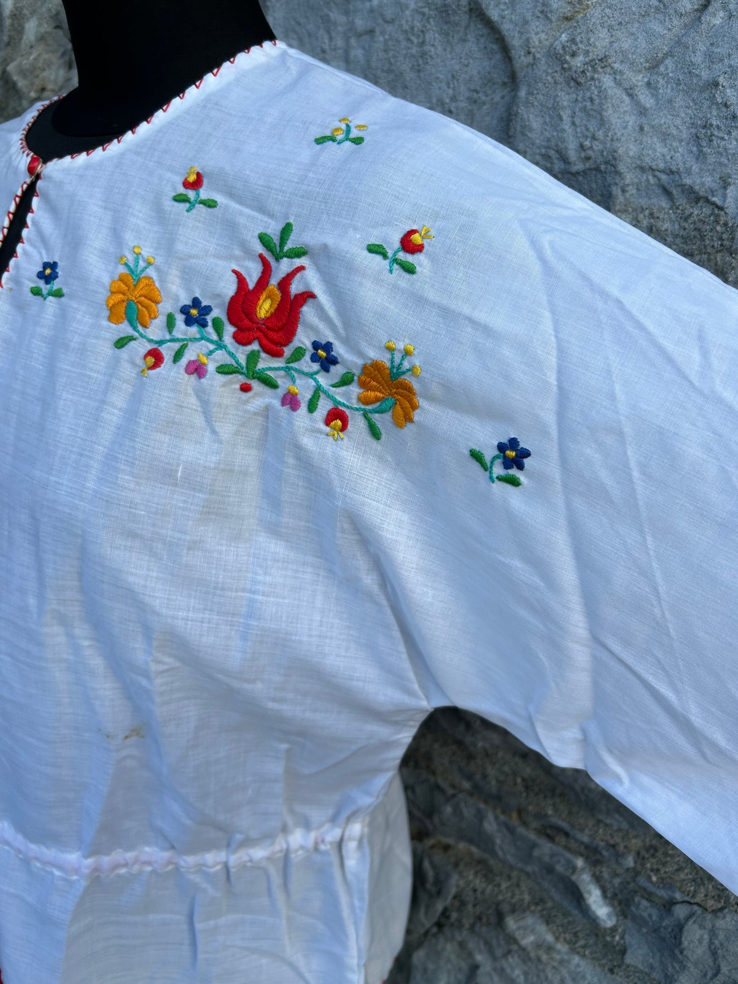 90s white folk embroidered blouse uk 12-14