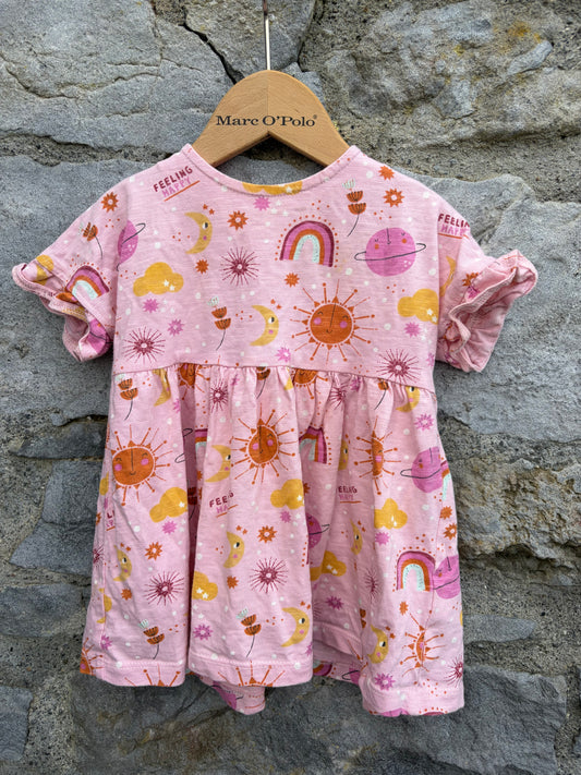 Pink sun&rainbows dress  3-6m (62-68cm)
