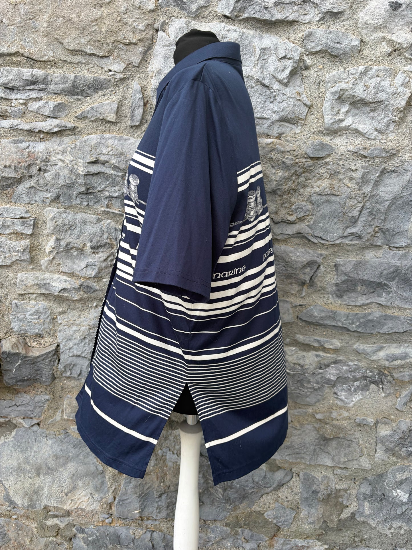 90s navy nautical shirt Large