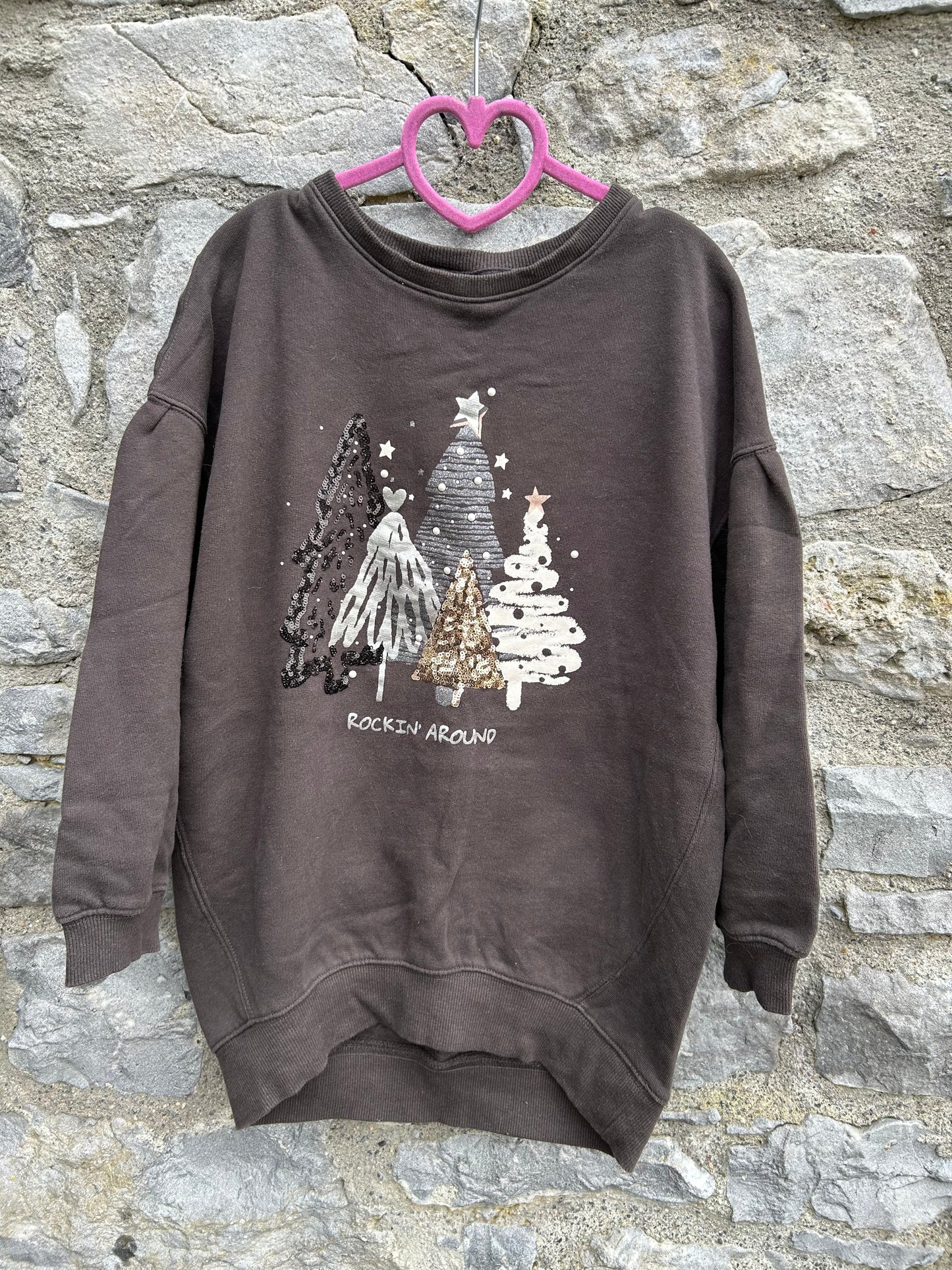 Sparkly trees charcoal sweatshirt 9y (134cm)