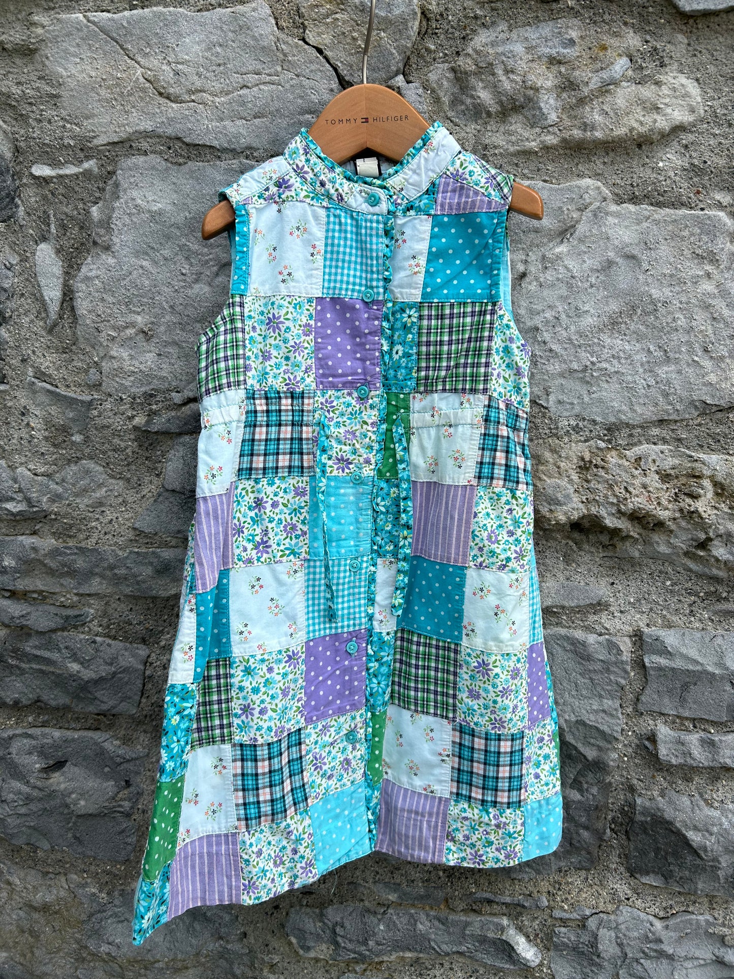 Y2K blue patchwork dress  3-4y (98-104cm)