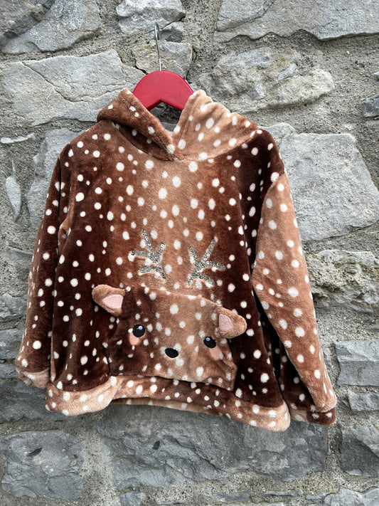 Deer print hooded fleece 5-6y (110-116cm)