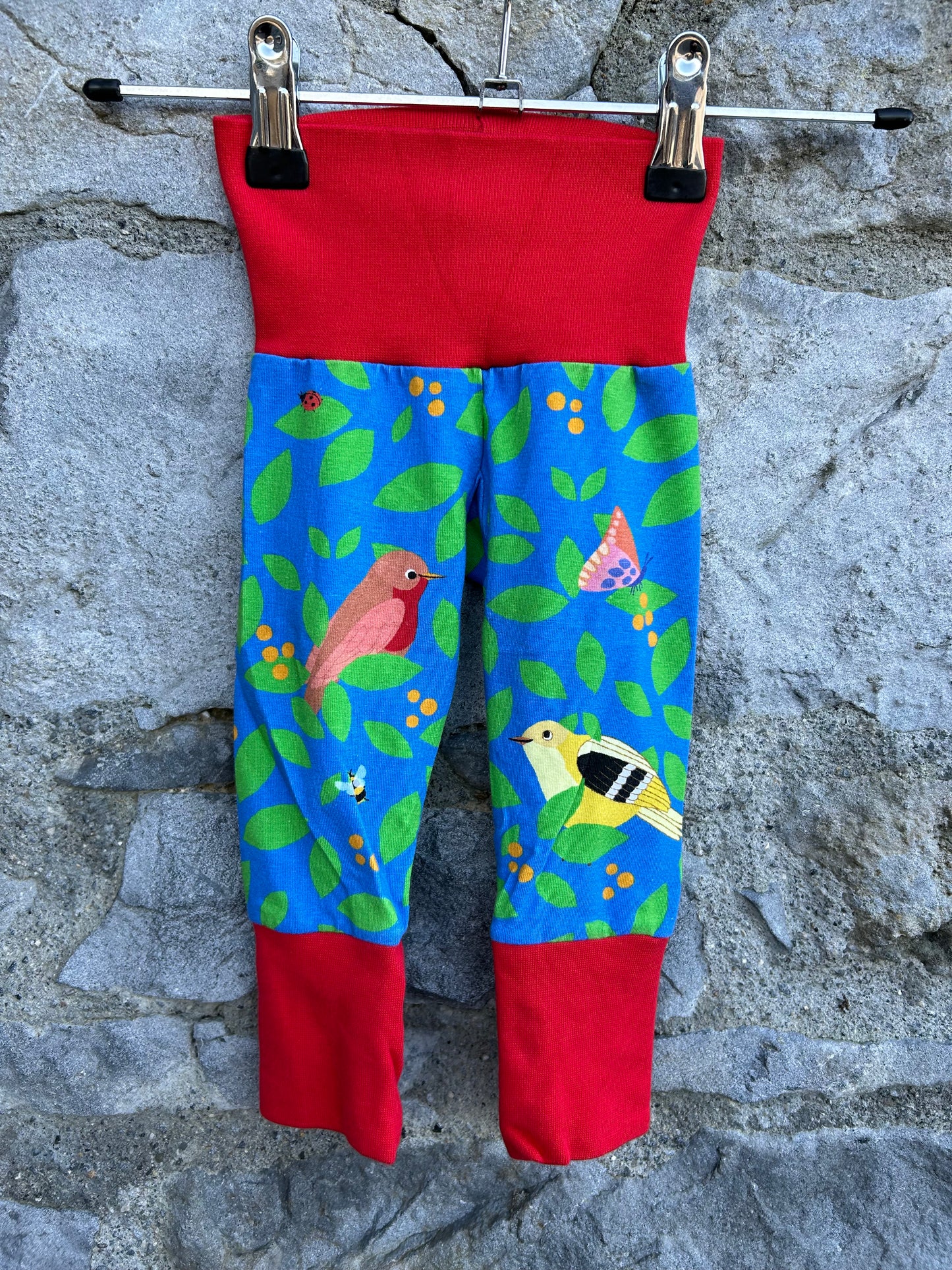 Birds blue rib pants  0-6m (56-68cm)