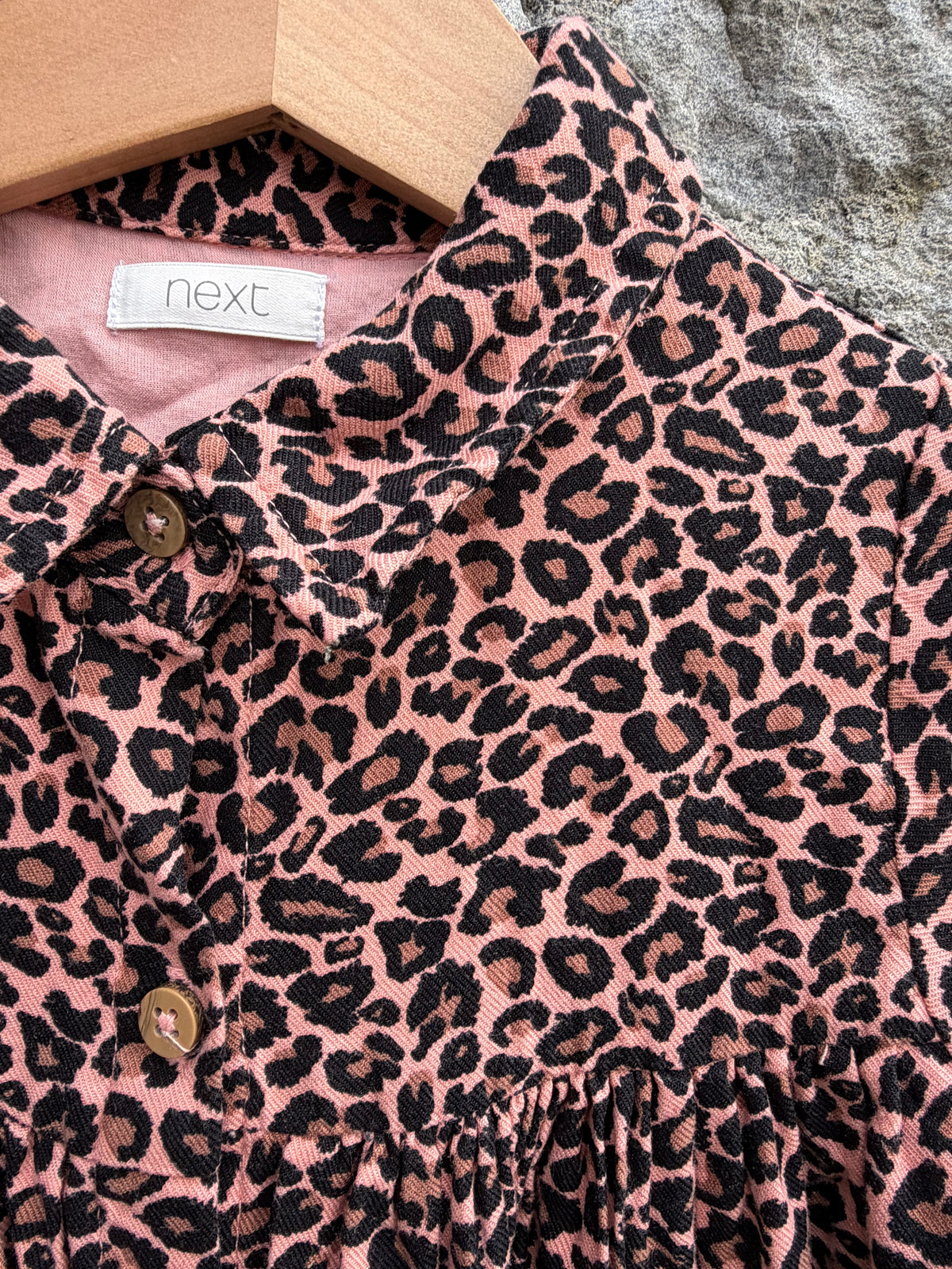 Leopard print pink shirt dress  4-5y (104-110cm)