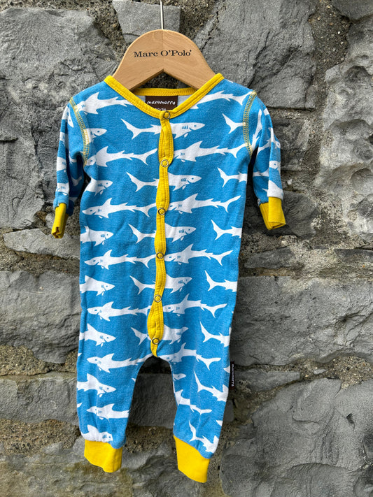 Shark blue onesie  0-1m (50-56cm)