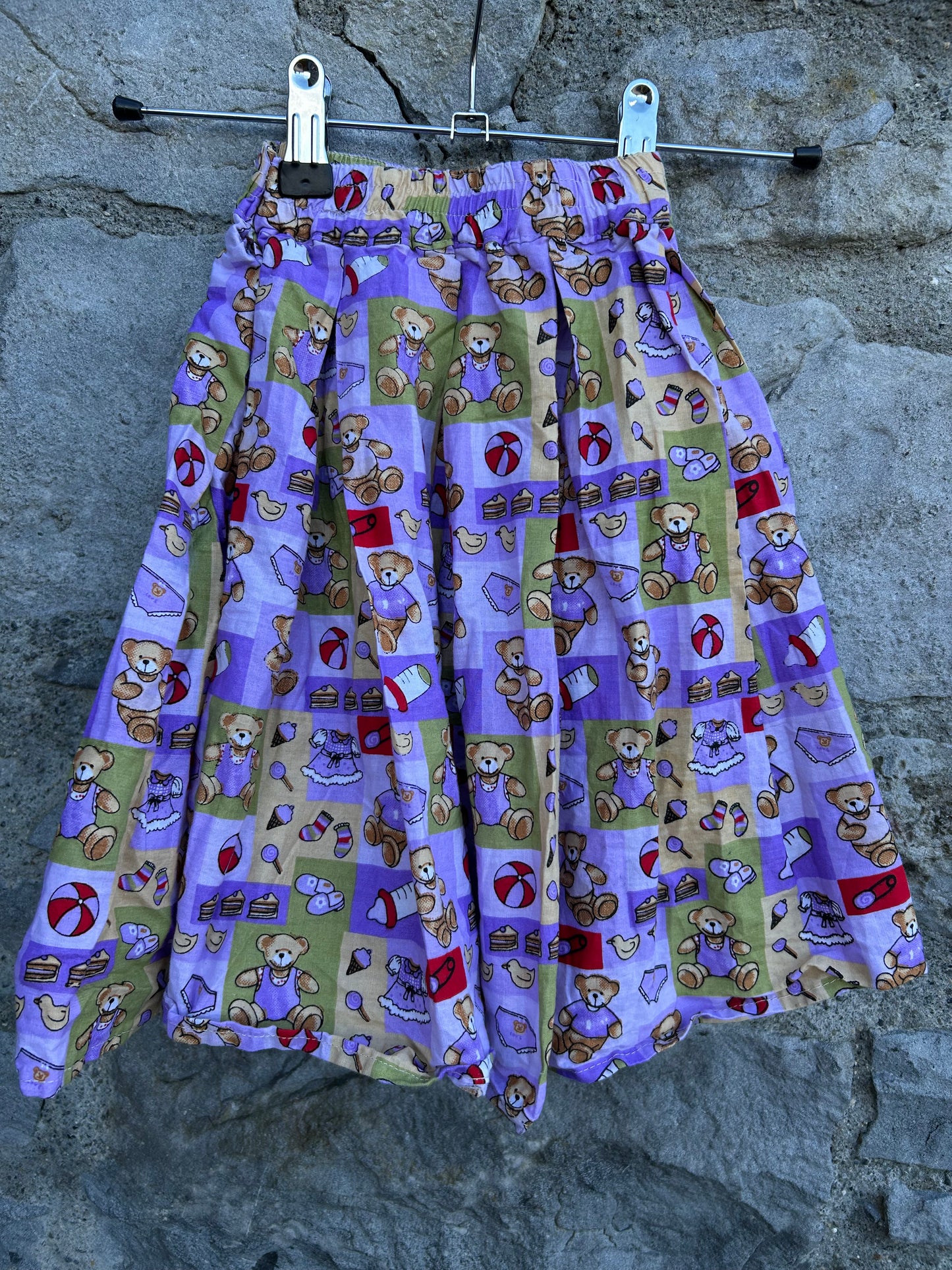 80s purple patchwork long skirt  2-3y (92-98cm)