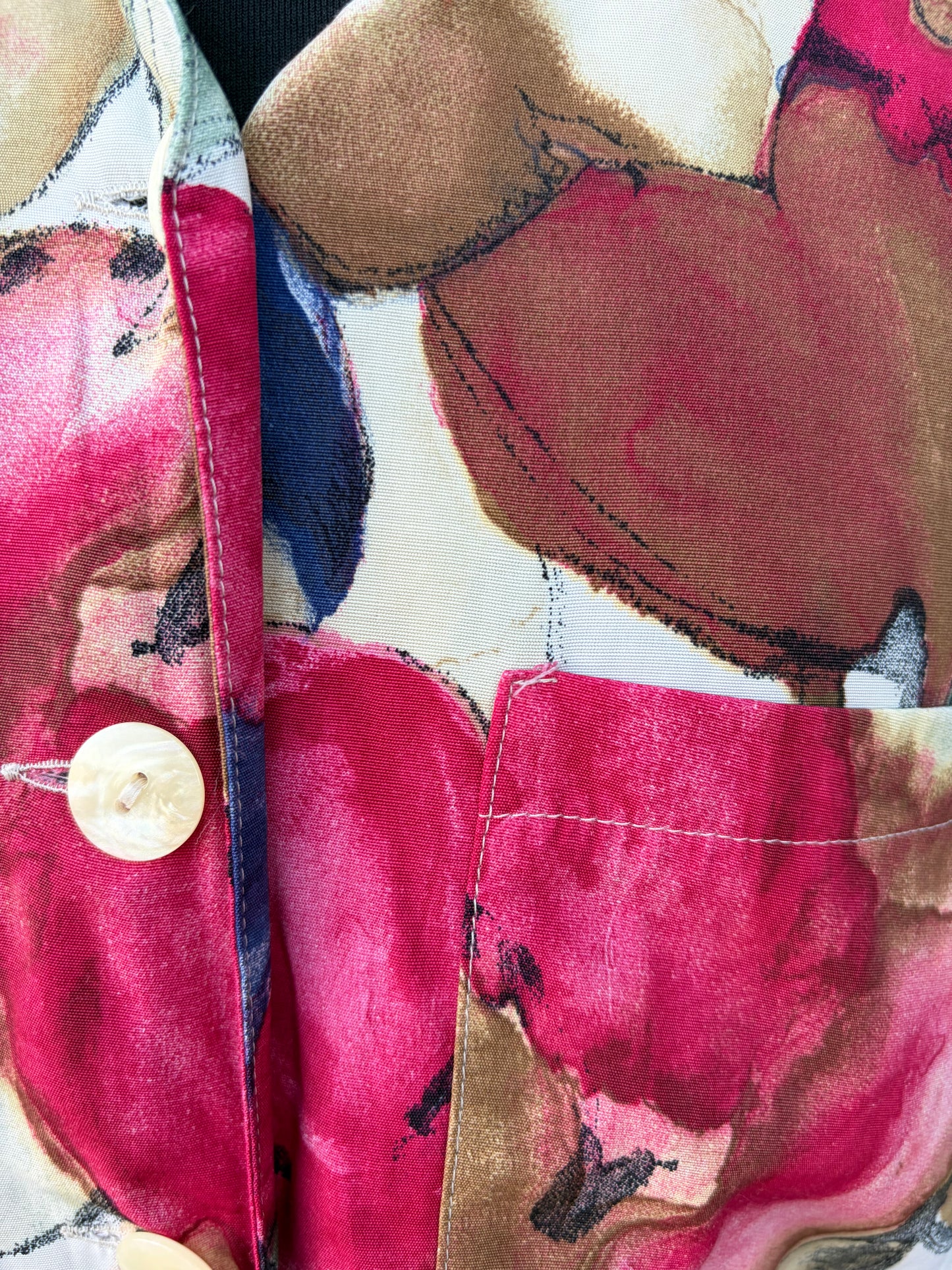 80s pink&brown flowers blouse uk 14