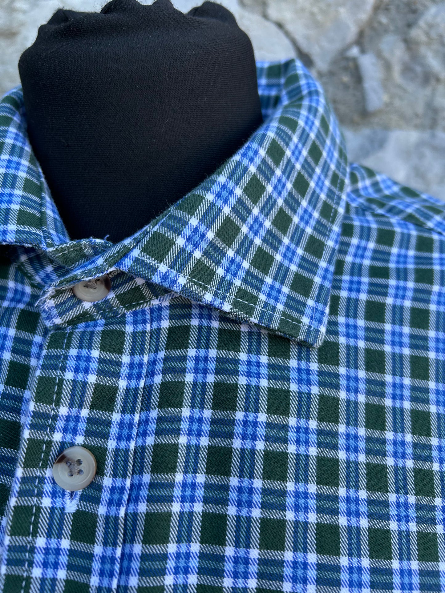 90s Green&blue check shirt M-L