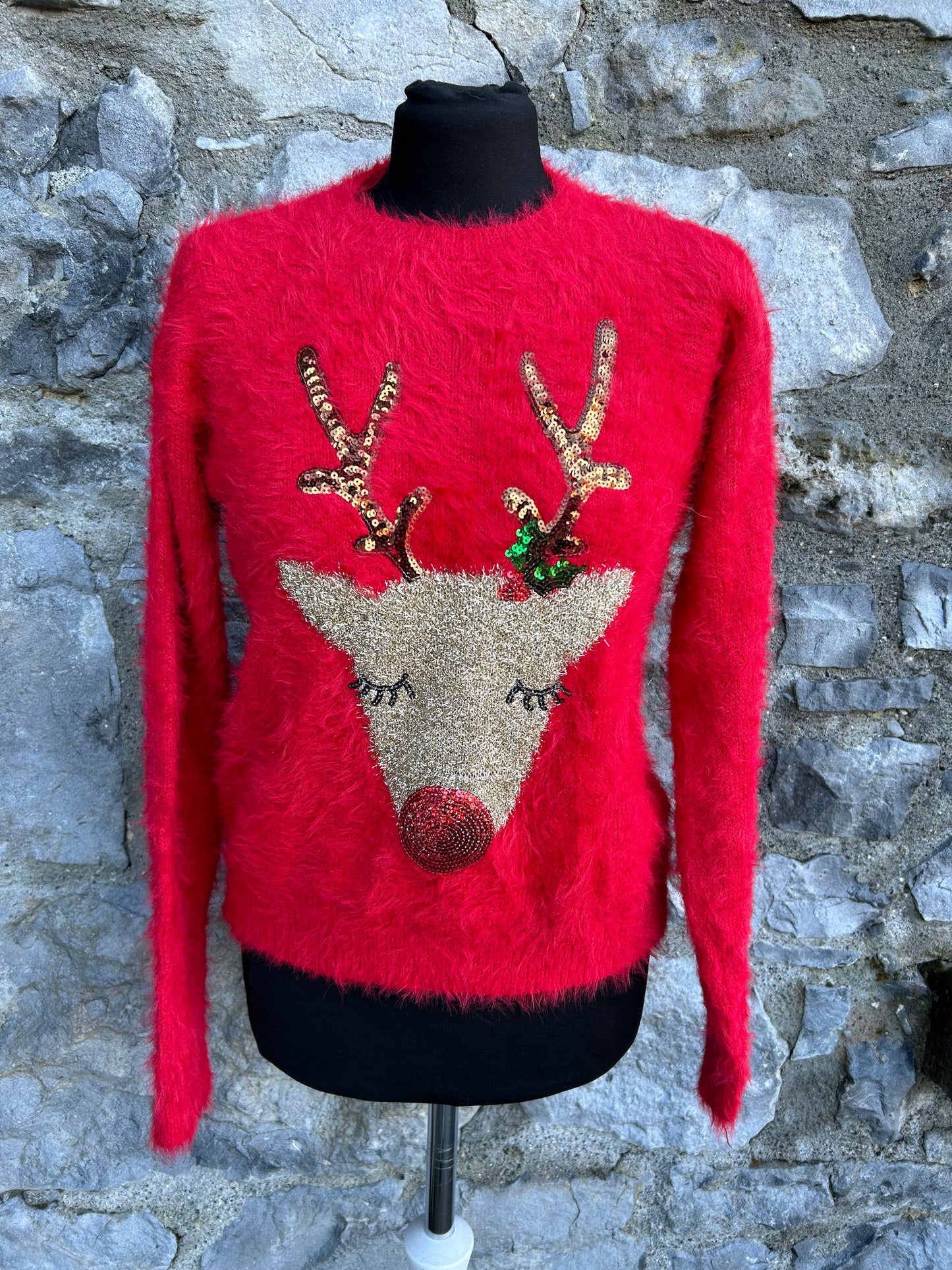 Sparkly reindeer red jumper  12-13y (152-158cm)