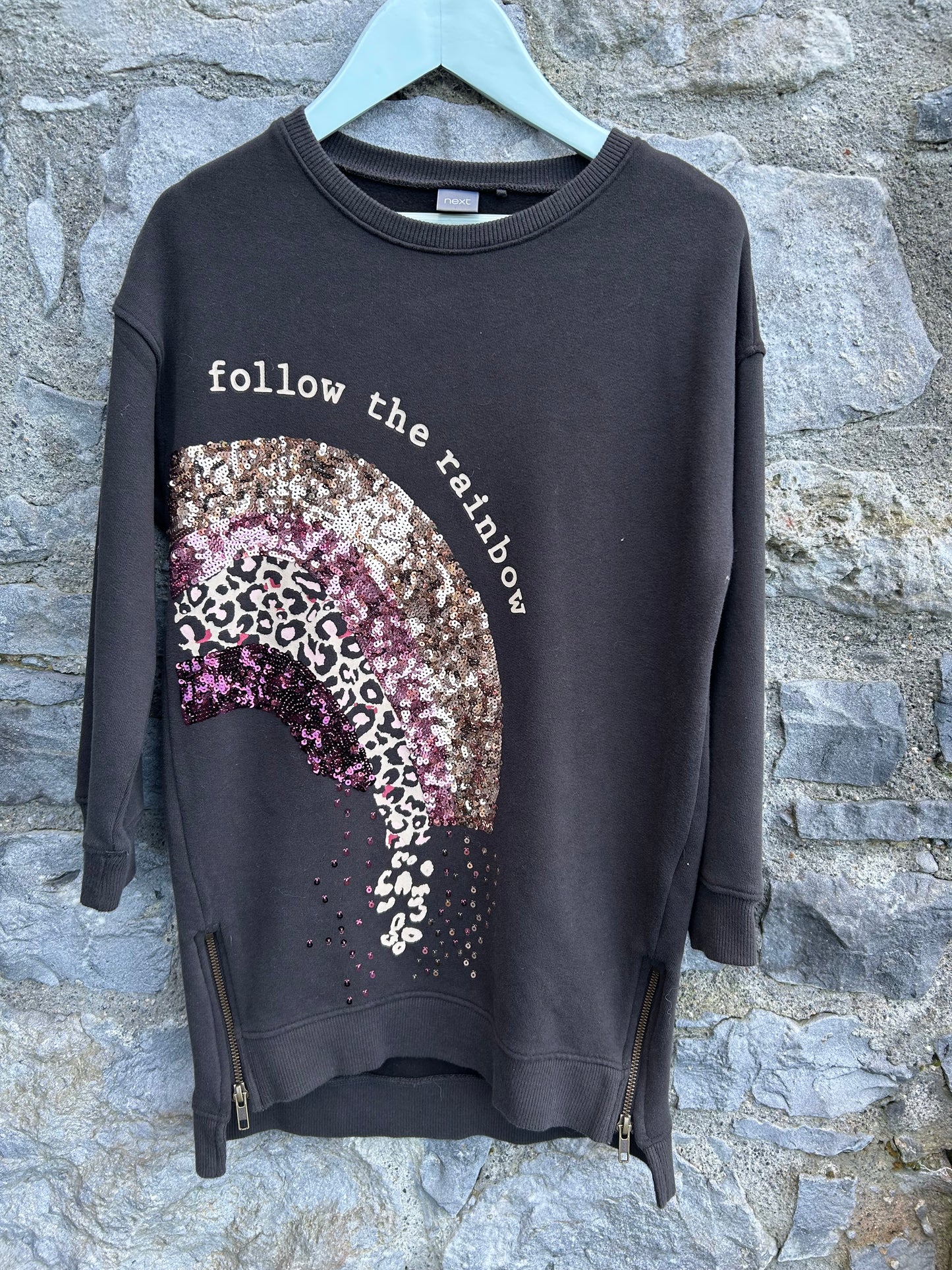 Sequin rainbow charcoal tunic 8y (128cm)